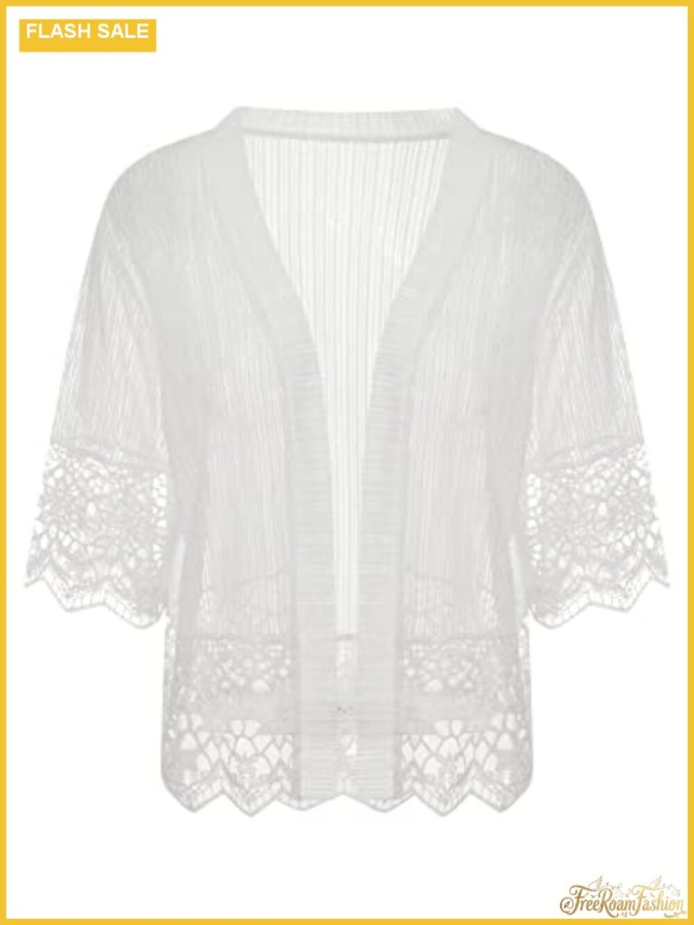 Women Sheer Lace Crochet Cardigan Open Front Cover Up Summer